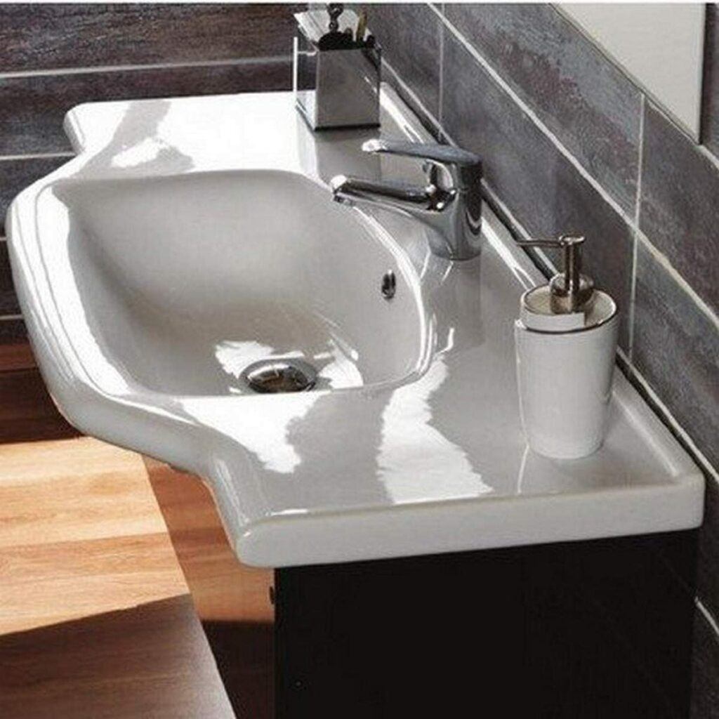 Best Wheelchair Accessible Bathroom Sinks - CeraStyle Yeni Klasik Rectangular Ceramic Wall Mounted/Self Rimming B