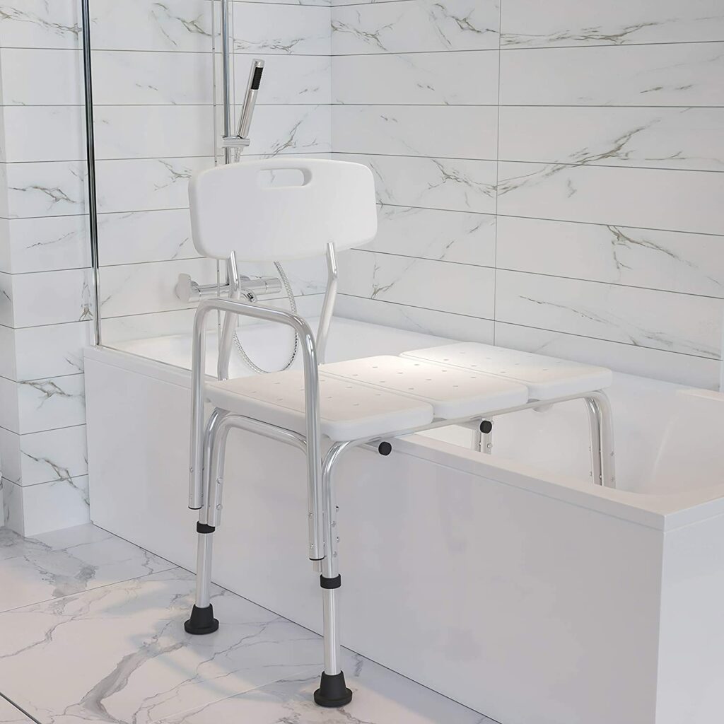 Best Shower Transfer Bench-Flash Furniture HERCULESCapacity Adjustable White Bath & Shower Transfer Bench 