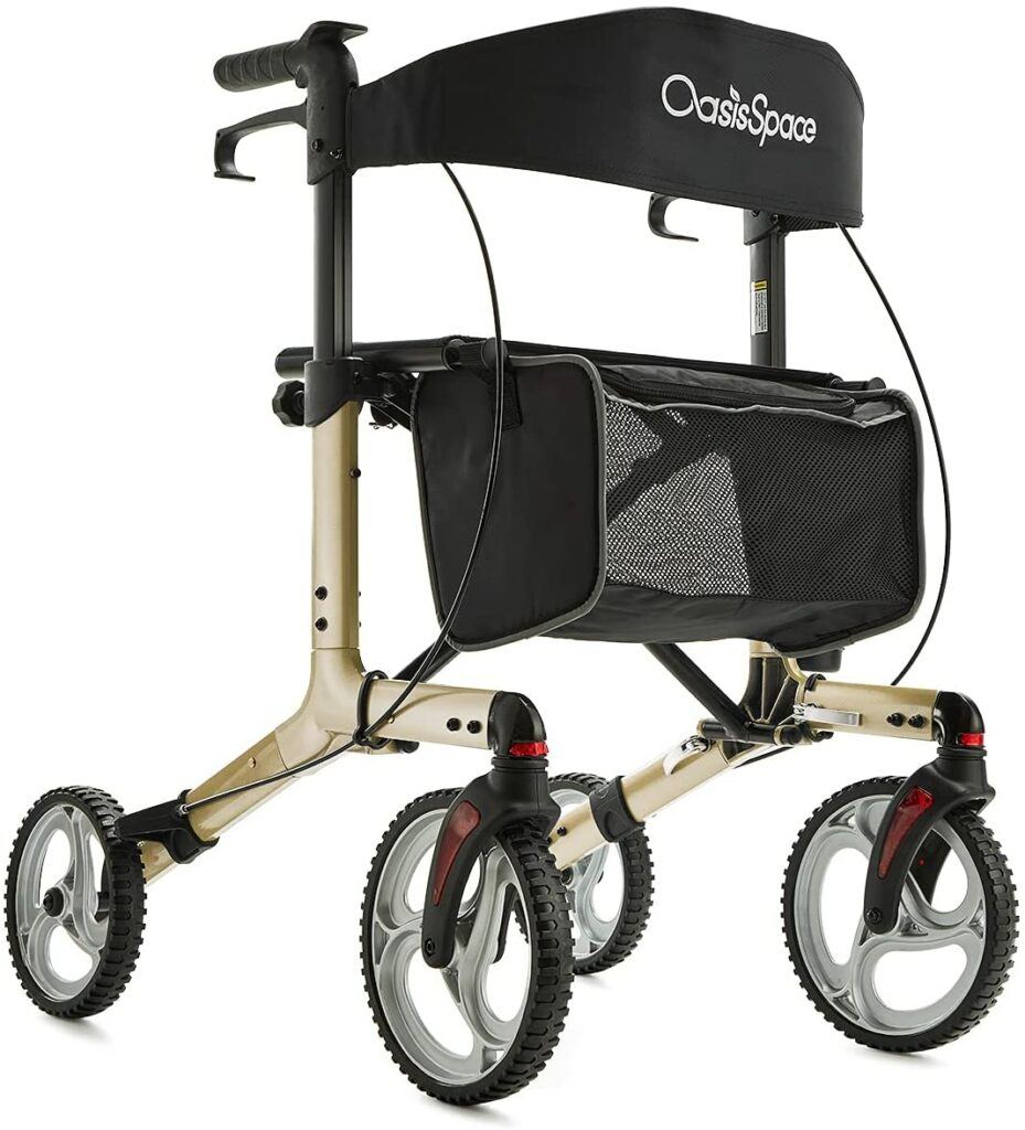 walkers with wheels - OasisSpace Aluminum Rollator Walker 10 inch wheels