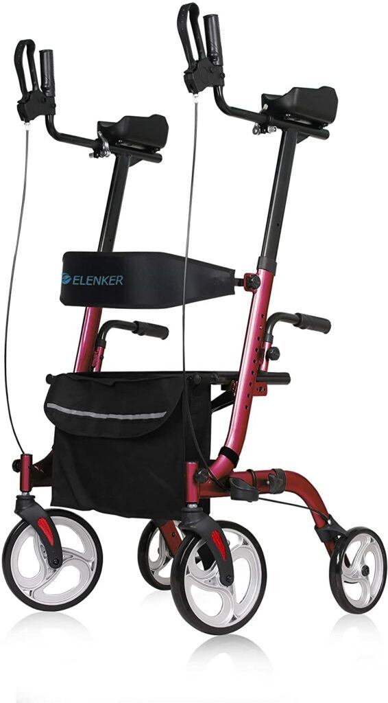 walkers with wheels - ELENKER Upright Walker, Stand Up Folding Rollator