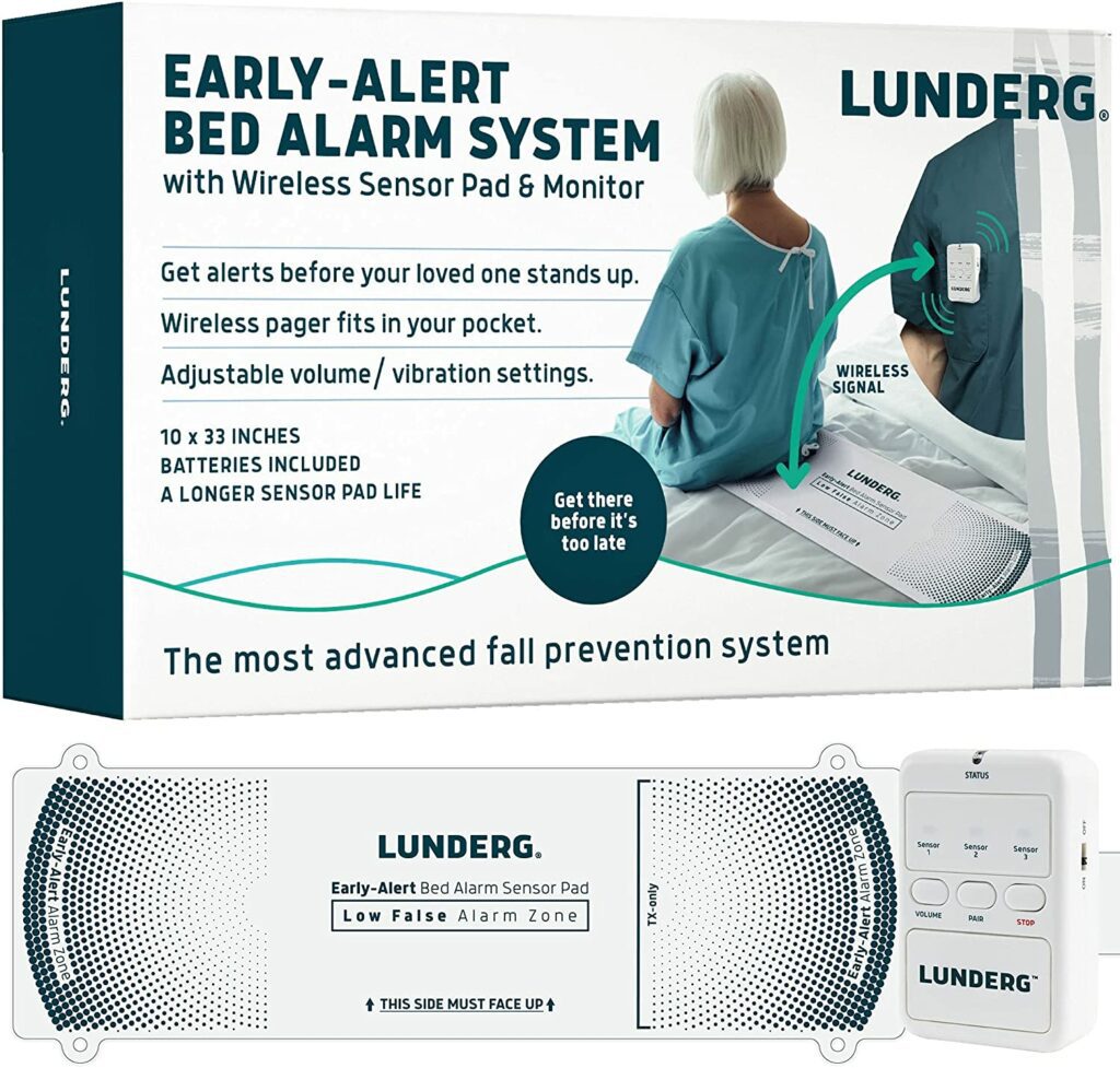 Bed Alarms for Elderly - Lunderg Early Alert Bed Alarm System - Wireless Bed Sensor Pad & Pager