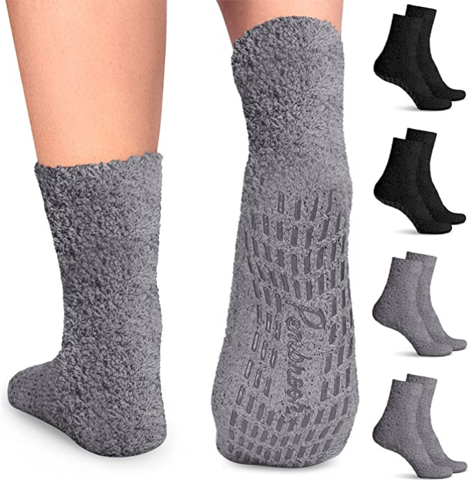 Non Slip Socks For Elderly - Pembrook Fuzzy Slipper Non Slip Socks For Elderly And Disabled People