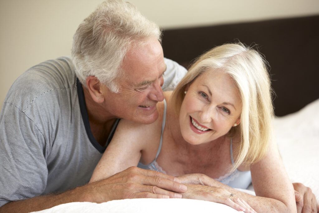 seniors couple in bed