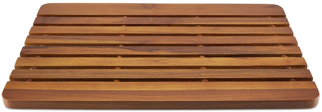teak wood bath mat