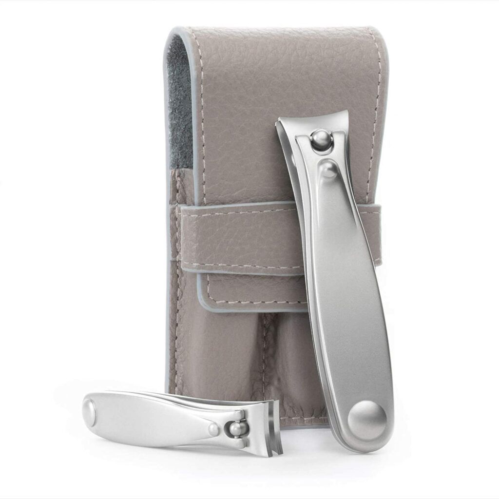 nail clippers for seniors- GERMANIKURE Nail Clippers Set in Gray Leather Case