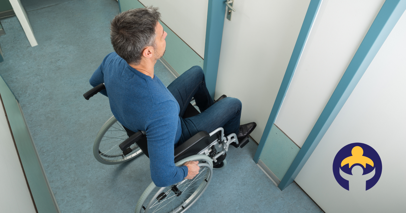 wheelchair for narrow doorways-man trying to get though a narrow door way in a wheelchair