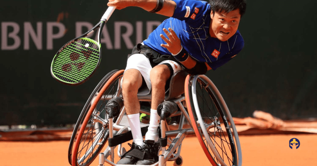 The History Of The Wheelchair-man playing tennis in wheelchair