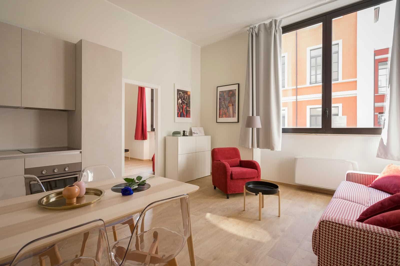 Assisted living facility with accessible furniture and amenities for seniors.