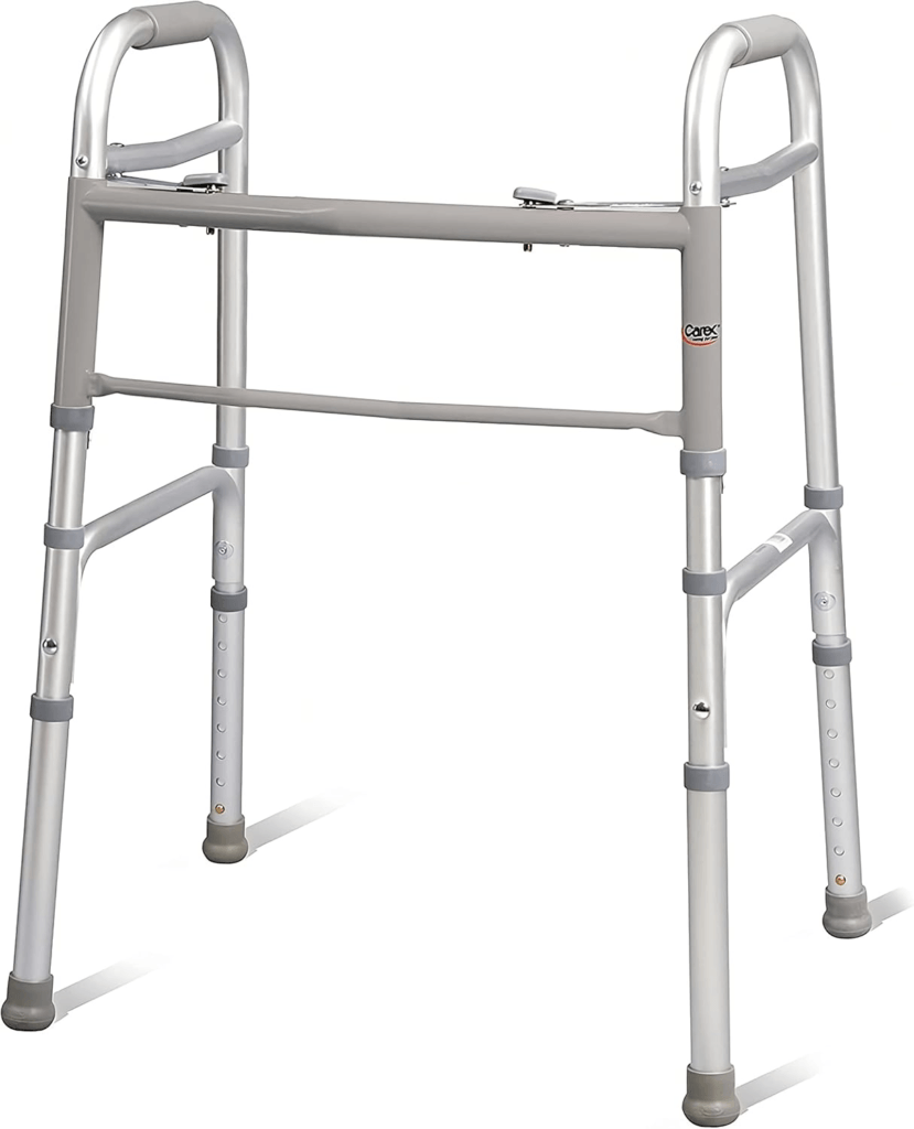 Standard walker without wheels used for maximum stability