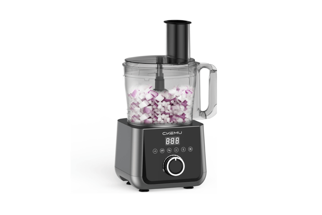 Food processor that makes chopping vegetables easier for seniors and people with arthritis or limited hand strength.