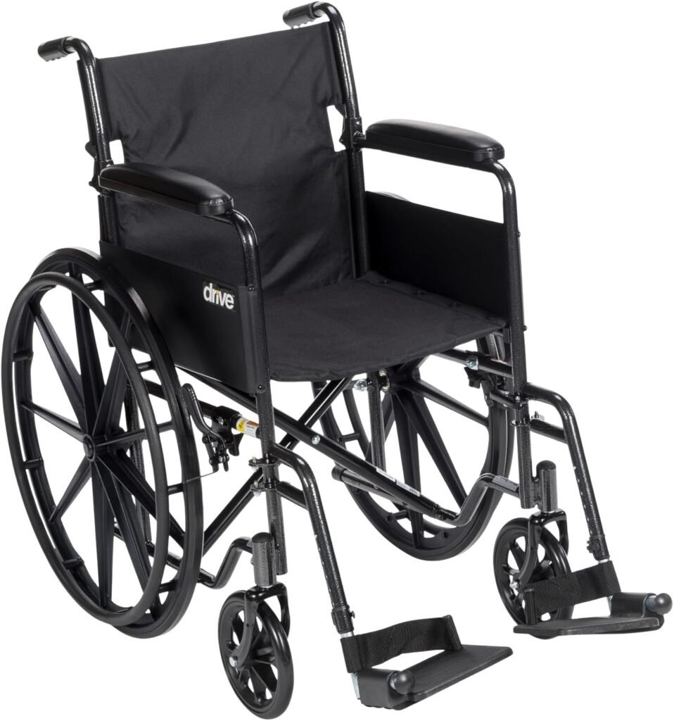 Drive Medical Silver Sport 1 Folding Transport Wheelchair